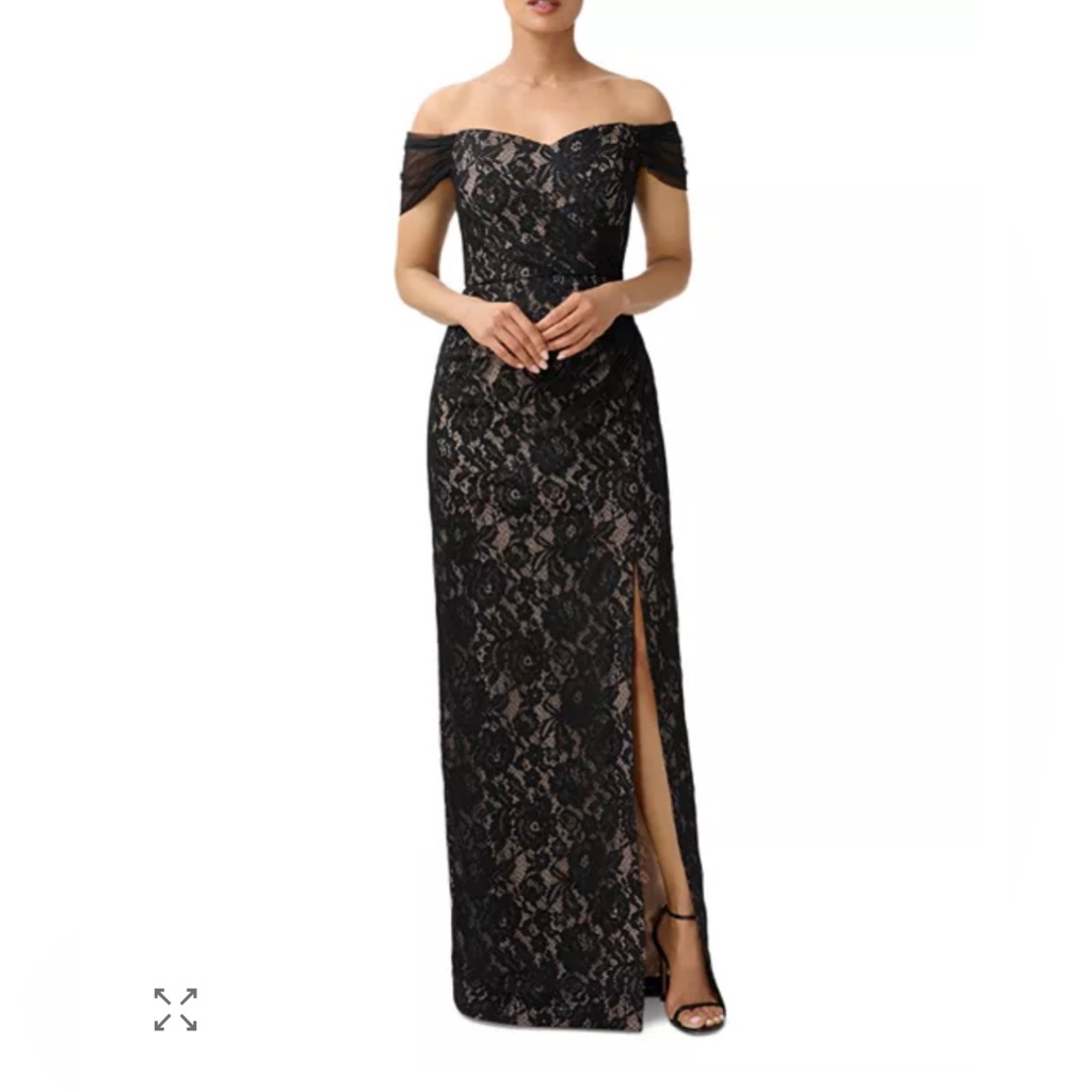Aidan Mattox Elegant Black Lace Strapless Dress